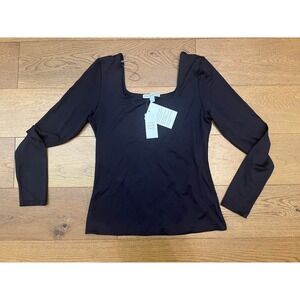 NWT And Now This Luxe Square Neck Long Sleeve Top L Smoothing Double Layer